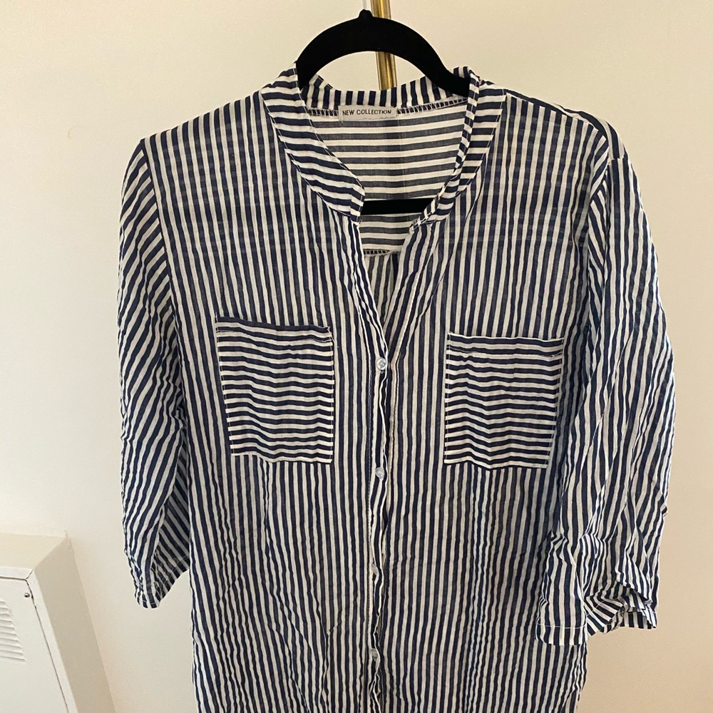 Navy Striped Shirt Dress/Burton Down L